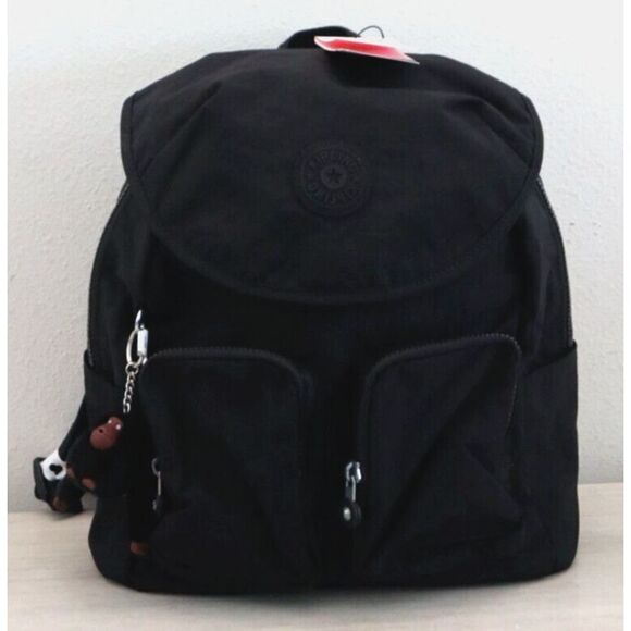 Kipling KI0365-0DH Women's Medium Size Black Tonal Fiona Nylon Backpack - Picture 1 of 14